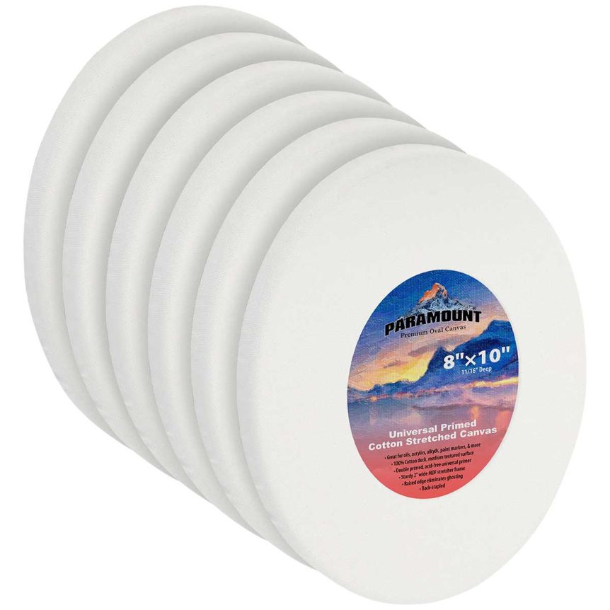 Paramount Primed Cotton Canvas, Oval 8" x 10" (Box of 6)