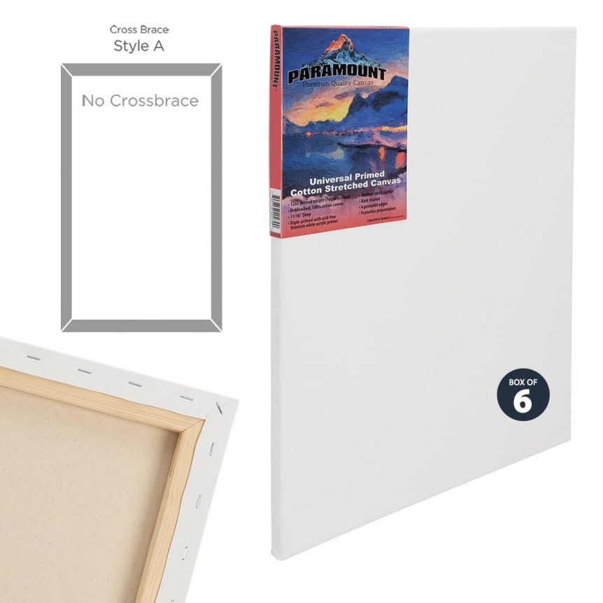 Paramount PRO Cotton 11 x 14 Stretched Canvas, 11/16 Deep (Box of 6)