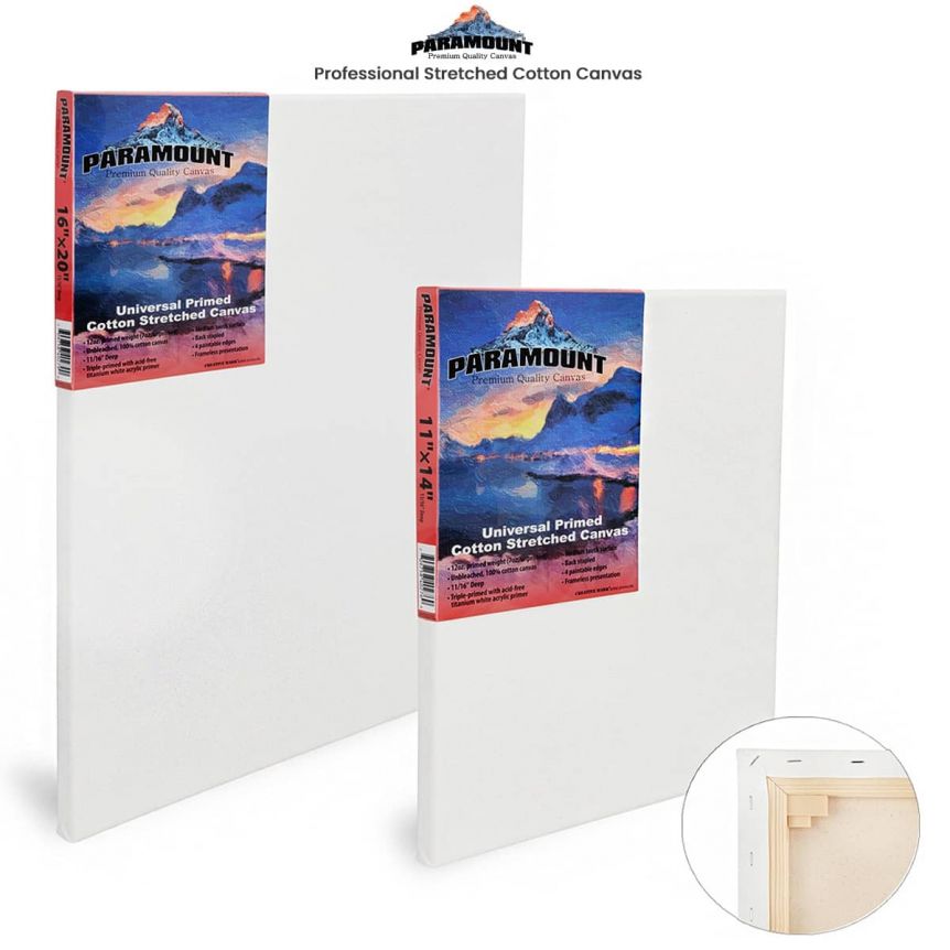 Stretched Canvases for Painting 16x16 inch 4-Pack, 10 oz Triple Primed Acid-Free 100% Cotton Blank Canvas, Square Canvas for Oil Paint Acrylics