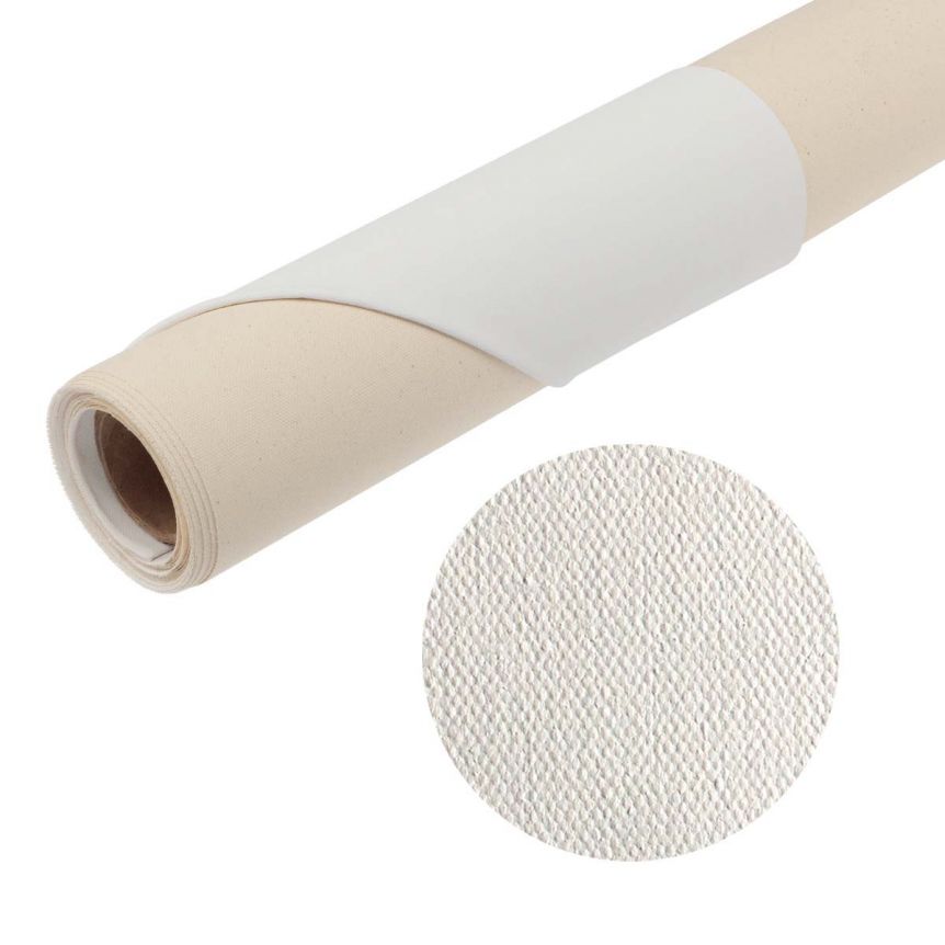 Double Primed Cotton Canvas White Canvas Roll for Oil and 20 Feet x 36 Inch