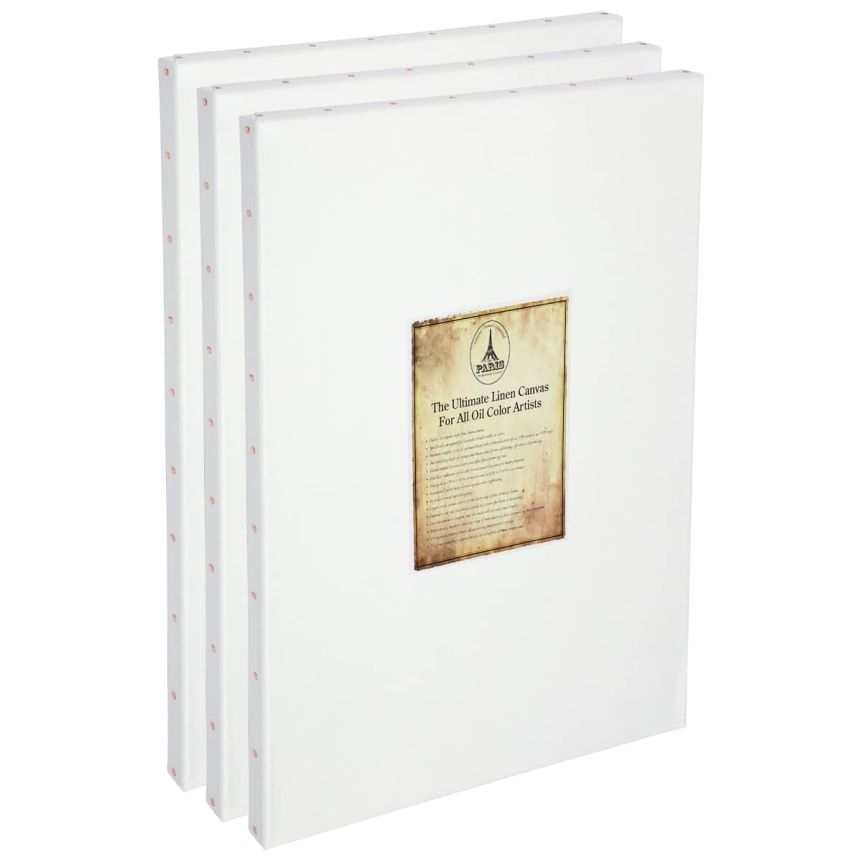 Paris Oil Primed Artists' 24x30" Linen Canvas, Box of 3