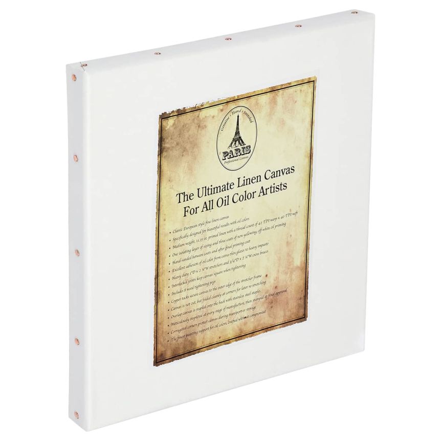 Paris Professional Oil Primed Stretched Linen Canvas, 12”x12”