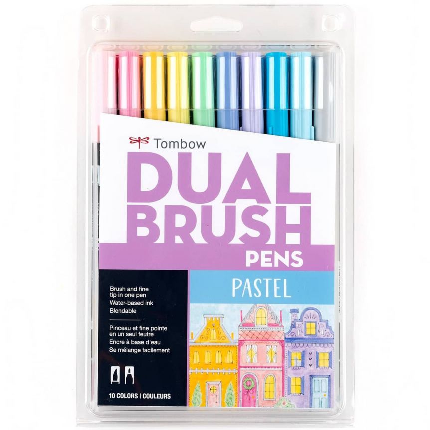 Tombow Dual Brush Pen Set Of 10 - Pastel Colors