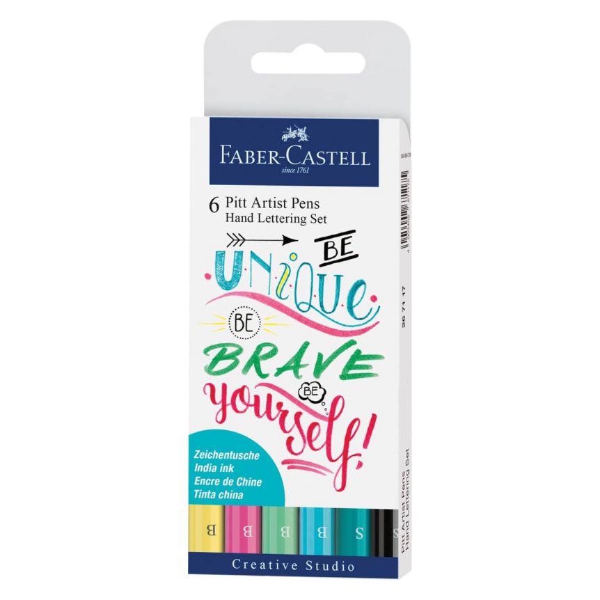 Faber-Castell Pitt Artist Pens Hand Lettering - Pastel Colors (Set of 6)