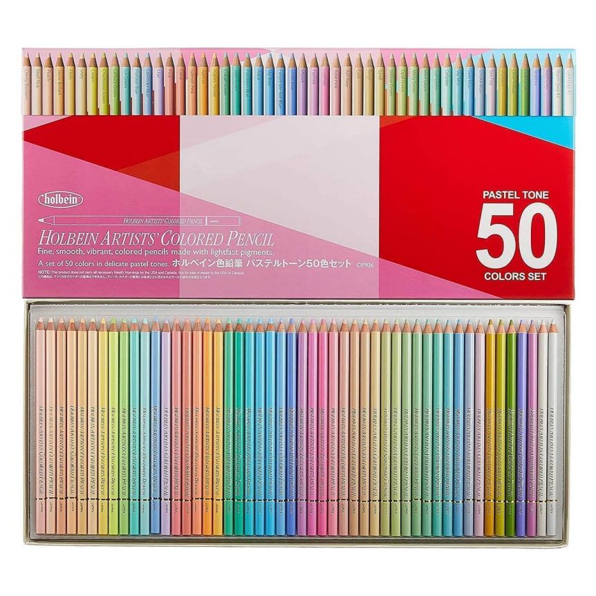 Holbein : Artists' Coloured Pencil : Pastel Colours Set of 50