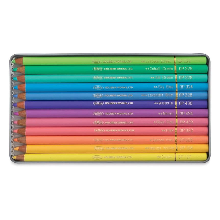 Holbein Artist Colored Pencil Tin Set of 12 Pastel Colors