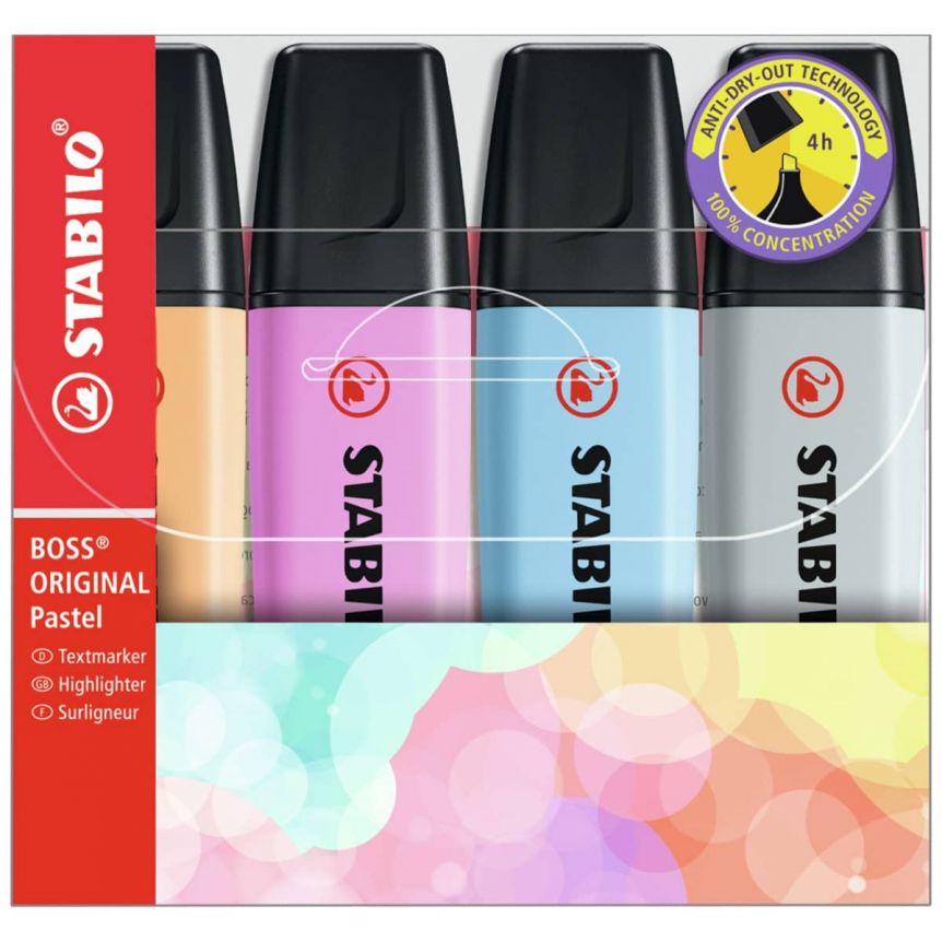 Stabilo Boss Highlighter Set of 4 Pastel Wallet 2