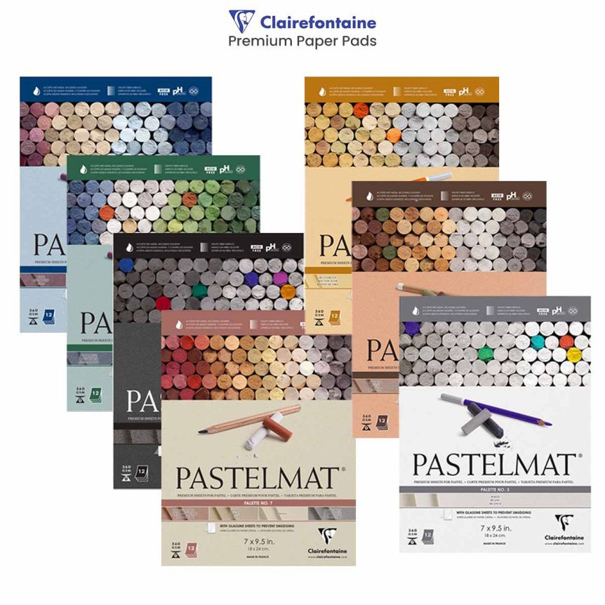 Clairefontaine 30 x 40 cm PastelMat Pastel Card Pad No5, 360 g, 12 Sheets,  Assorted Colours