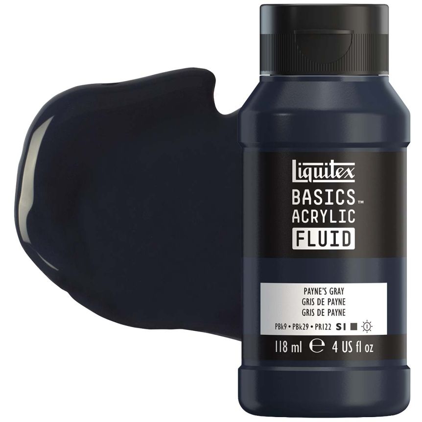 Liquitex BASICS Acrylic Fluid - Payne's Grey, 4oz Bottle