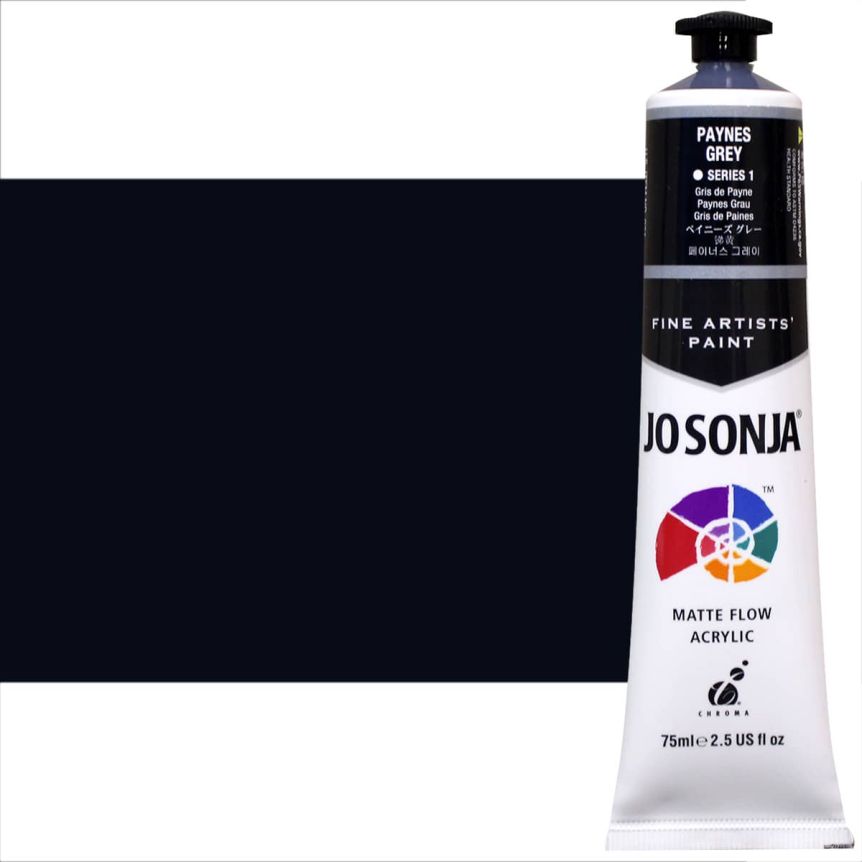 Jo Sonja Matte Flow Artist Acrylic - Payne's Grey, 75ml Tube