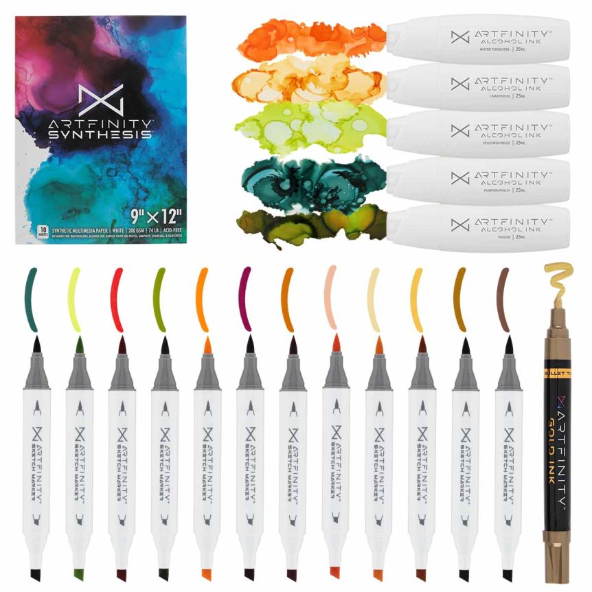 Artfinity Alcohol Ink Peaches Set, 19 Pieces