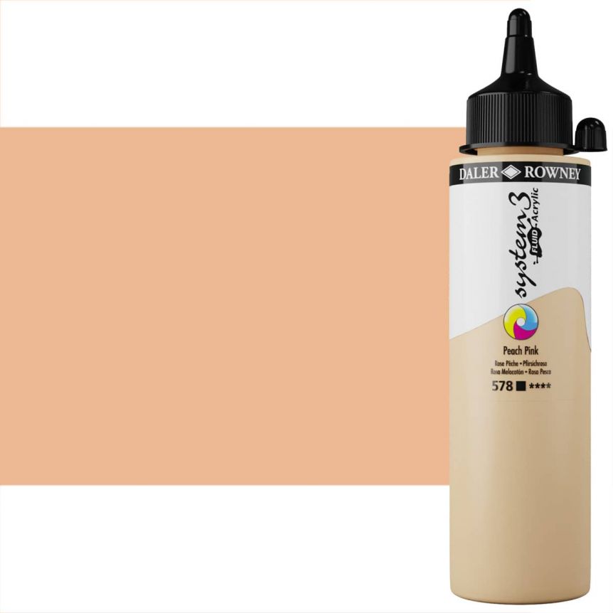 Daler-Rowney System3 Fluid Acrylic - Peach Pink, 250ml