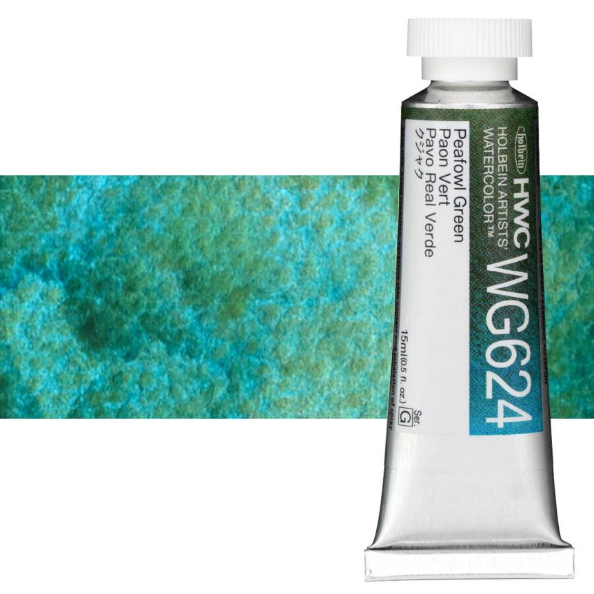 Holbein Artists' Granulating Watercolor - Peafowl Green, 15ml Tube