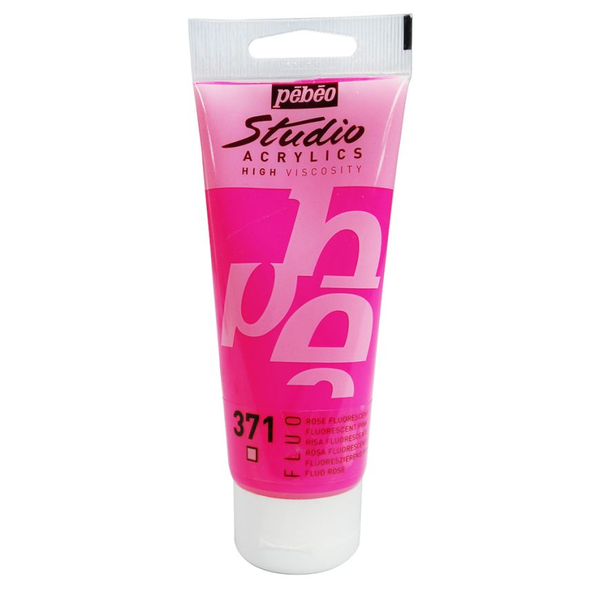 Pebeo Studio High Viscosity Acrylics Fluorescent Pink 100ml