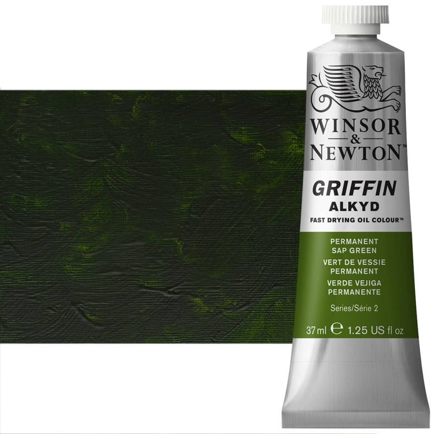 Winsor & Newton Griffin Alkyd Fast-Drying Oil Color - Permanent Sap Green, 37ml Tube