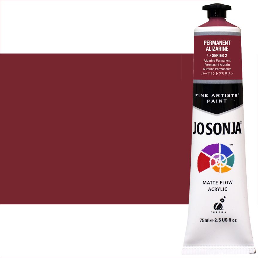 Jo Sonja Matte Flow Artist Acrylic - Permanent Alizarine, 75ml Tube