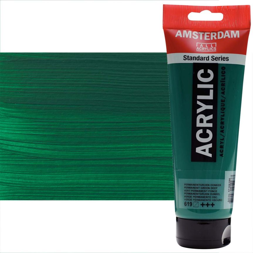 Amsterdam Standard Series Acrylic Paint - Permanent Green Deep, 250ml Tube