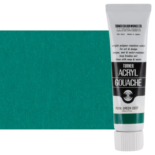 Turner Artist Acryl Gouache - Permanent Green Deep, 40ml