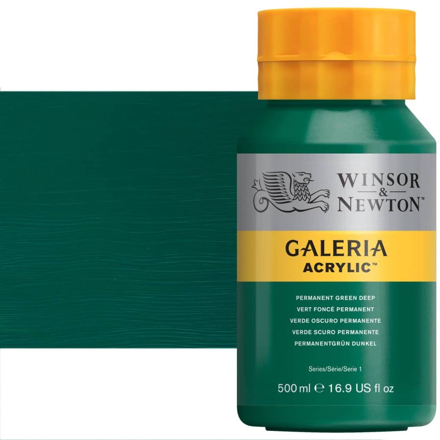 Winsor & Newton Galeria Flow Acrylic - Permanent Green Deep, 500ml