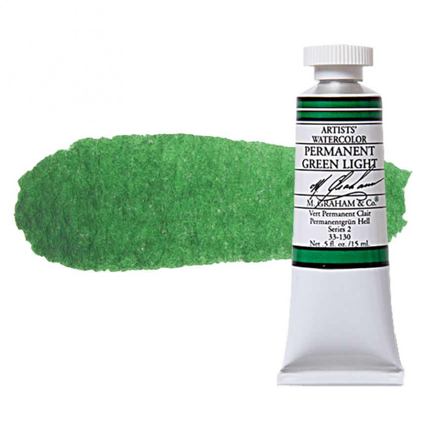M. Graham Artists' Watercolor 15ml - Permanent Green Light