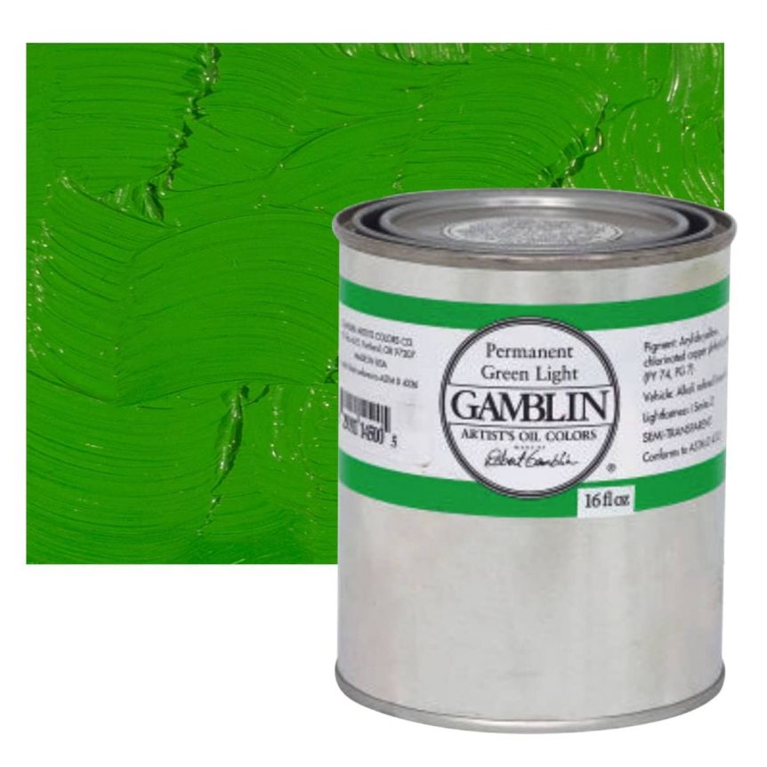 Gamblin Artists Oil - Permanent Green Light, 16oz Can