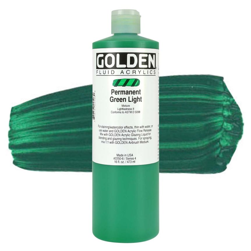 GOLDEN Fluid Acrylics Permanent Green Light, 16oz