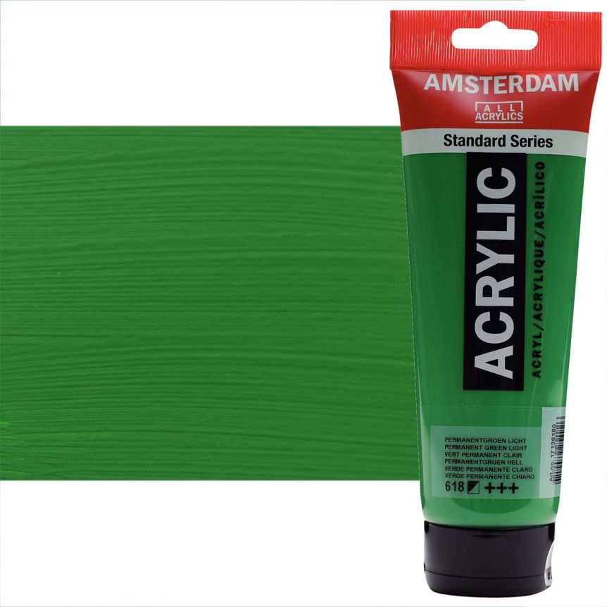 Amsterdam Standard Series Acrylic Paint - Permanent Green Light, 250ml Tube