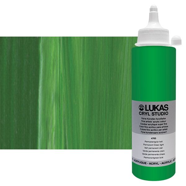 Cryl Studio Acrylic Paint - Permanent Green Light, 250ml Bottle