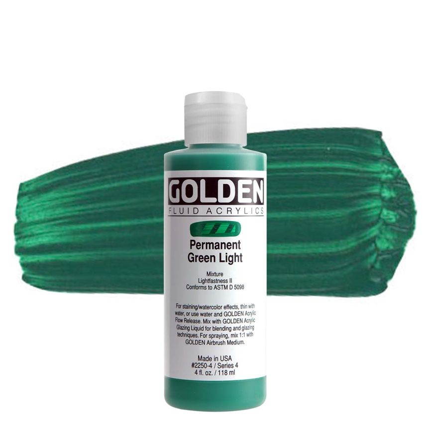 GOLDEN Fluid Acrylics Permanent Green Light, 4oz