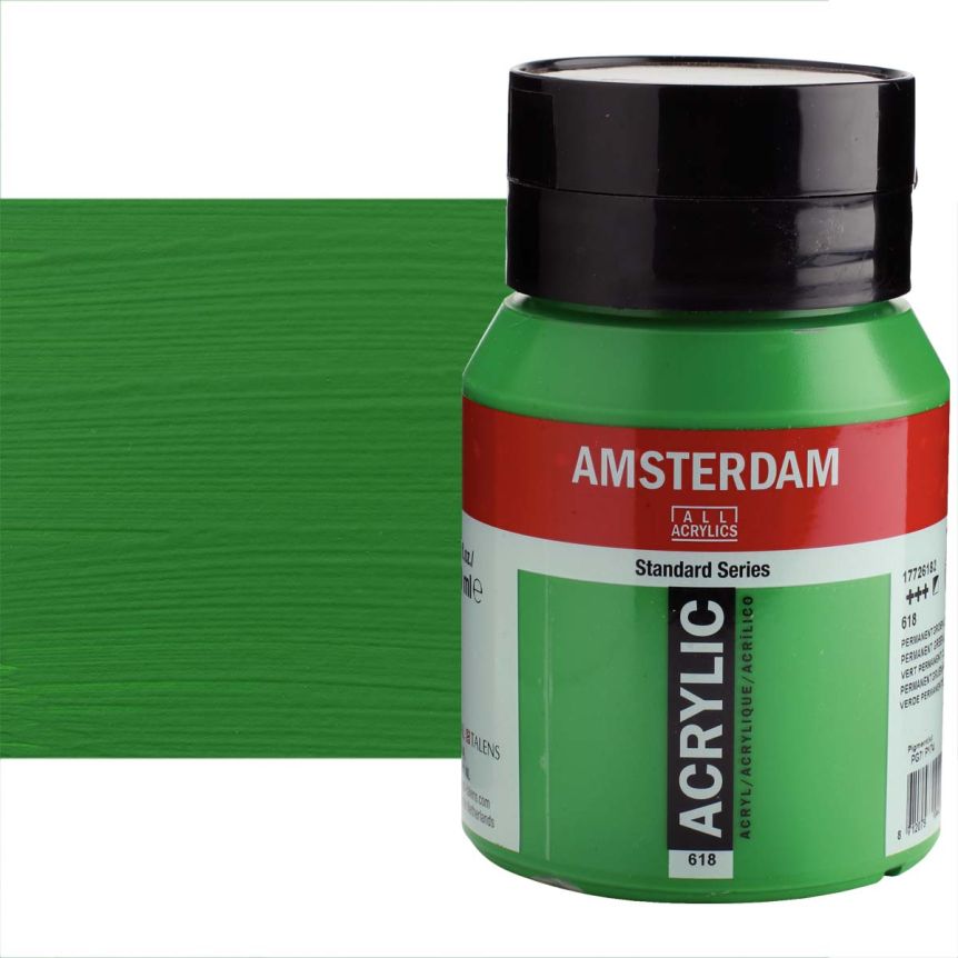 Amsterdam Standard Series Acrylic Paint - Permanent Green Light, 500ml Jar