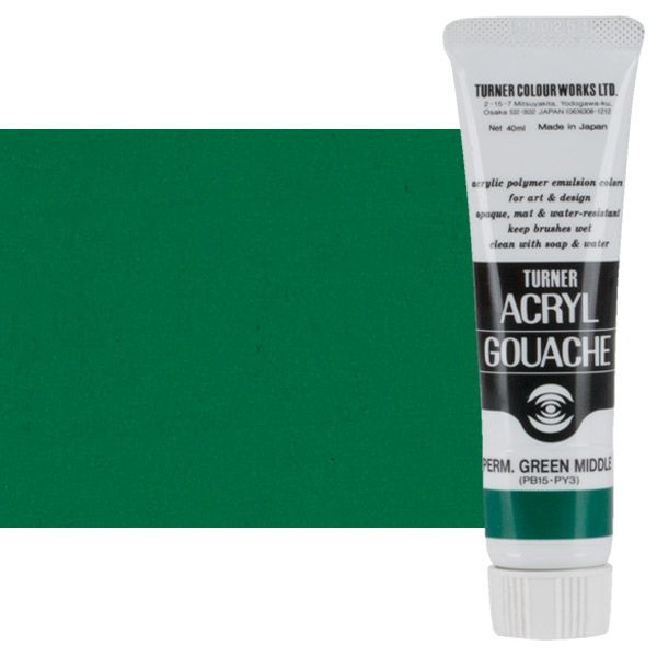 Turner Artist Acryl Gouache - Permanent Green Middle, 40ml