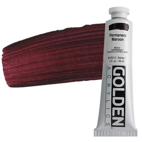 GOLDEN Heavy Body Acrylic 2 oz Tube - Permanent Maroon