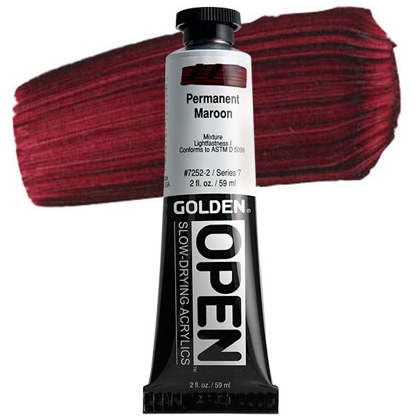 GOLDEN Open Acrylic Paints Permanent Maroon 2 oz