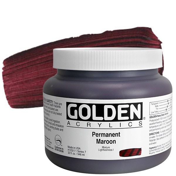 GOLDEN Heavy Body Acrylic 32 oz Jar - Permanent Maroon