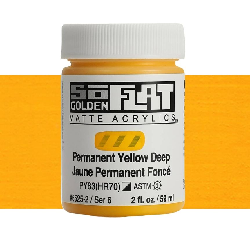 Golden SoFlat Matte Acrylic 2 oz Permanent Yellow Deep