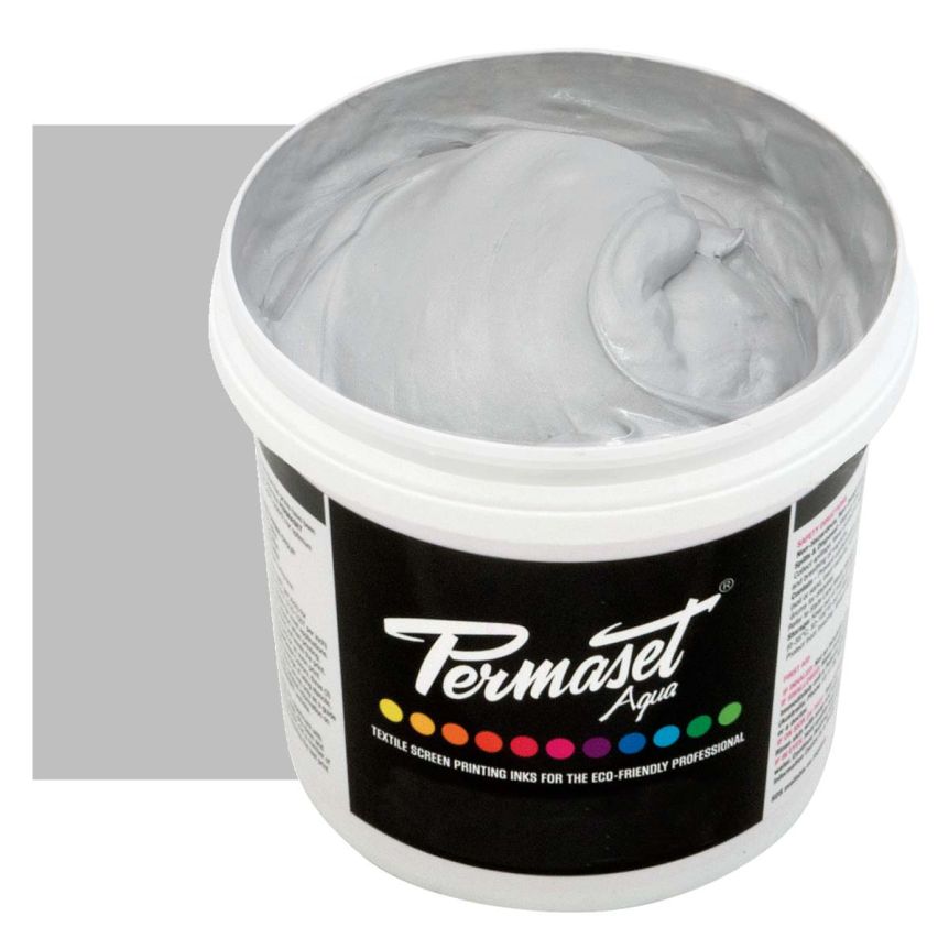 Permaset Aqua Supercover Metallic Fabric Printing Ink 1 Liter - Bright Silver