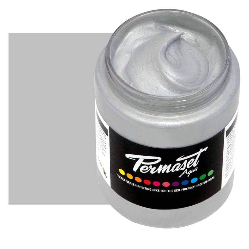 Permaset Aqua Supercover Metallic Fabric Printing Ink 300ml - Bright Silver