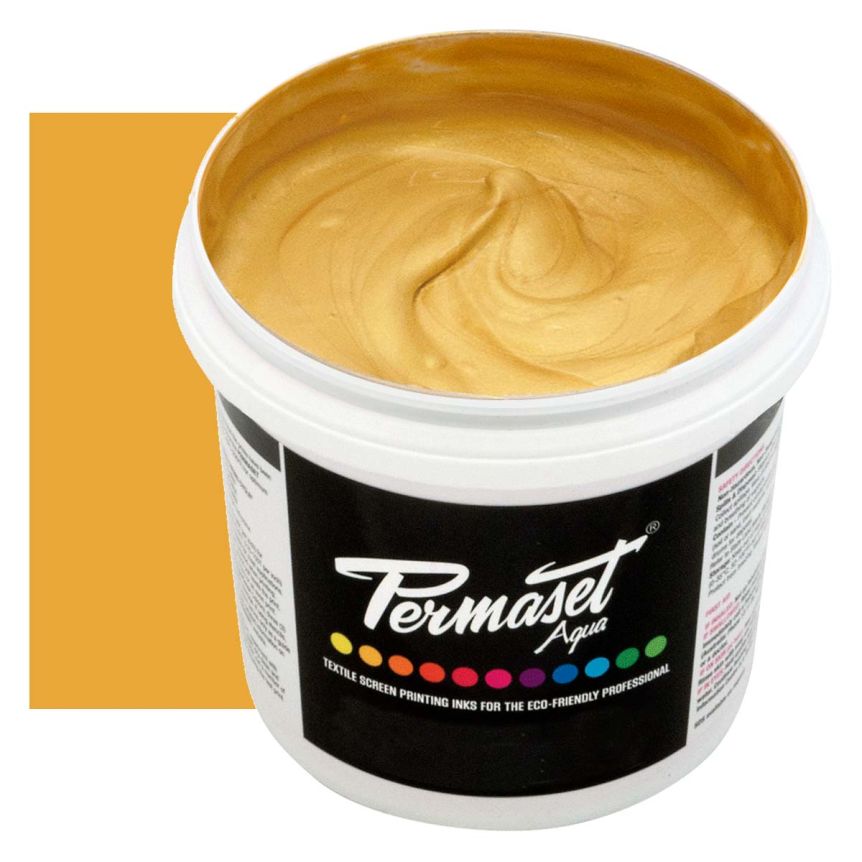 Permaset Aqua Supercover Metallic Fabric Printing Ink 1 Liter - Gold Lustre