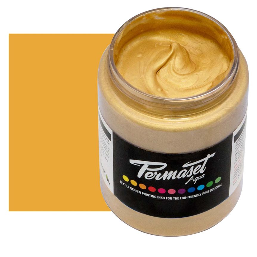 Permaset Aqua Supercover Metallic Fabric Printing Ink 300ml - Gold Lustre