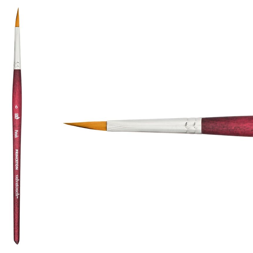 Princeton Velvetouch Series 3950 Synthetic Brush - Petals, Short Handle, Size 6