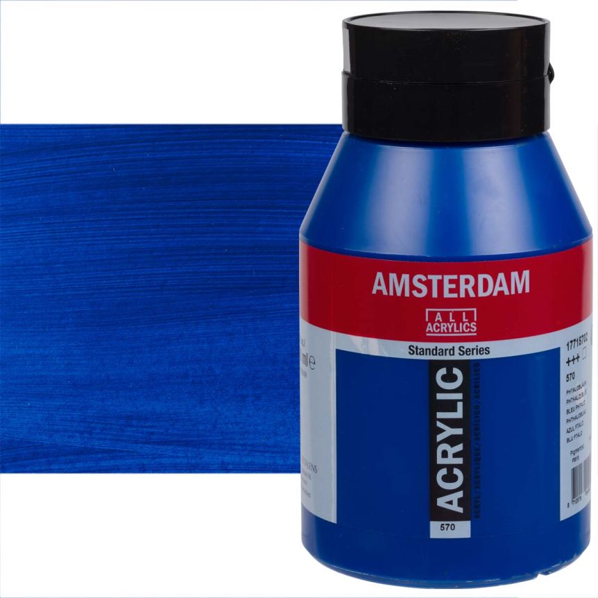 Amsterdam Standard Series Acrylic Paint - Phthalo Blue, 1 Liter Jar