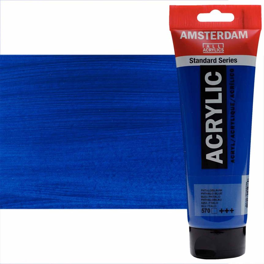 Amsterdam Standard Series Acrylic Paint - Phthalo Blue, 250ml Tube