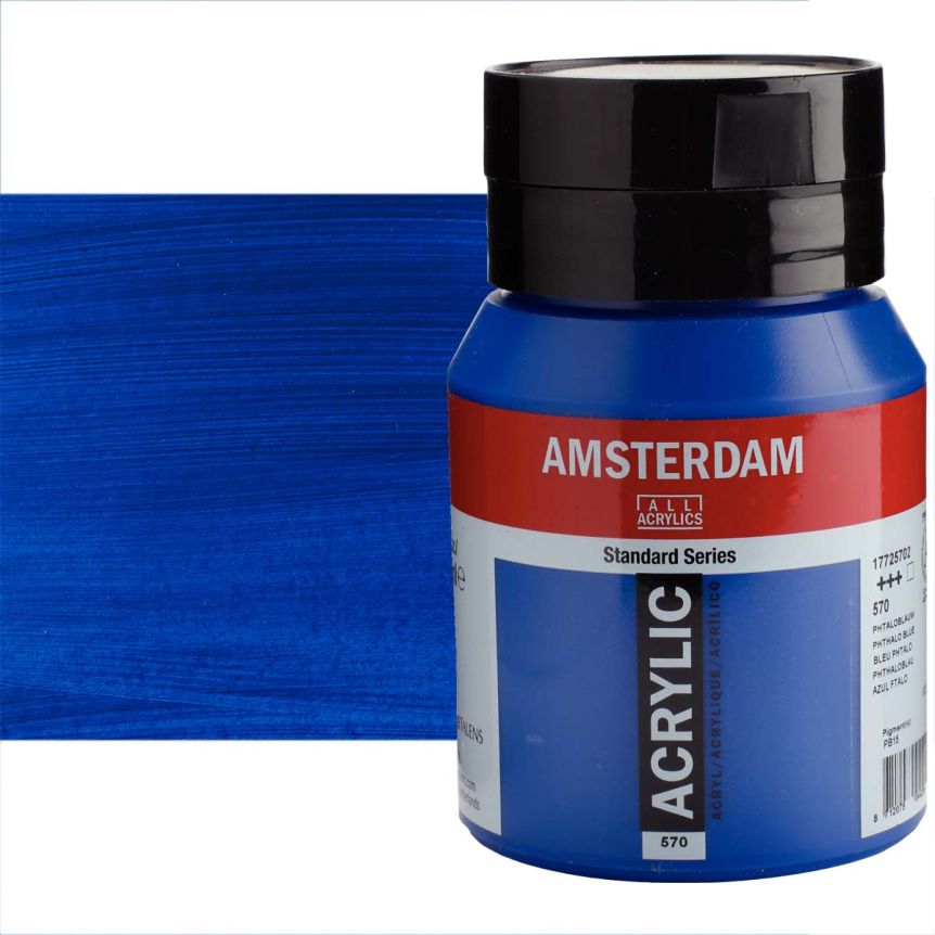 Amsterdam Standard Series Acrylic Paint - Phthalo Blue, 500ml Jar