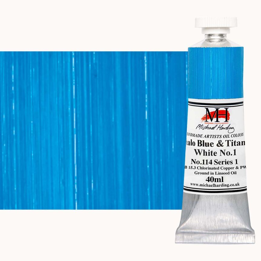 Michael Harding Oil Color - Phthalocyanine Blue and Titanium White, 40ml Tube