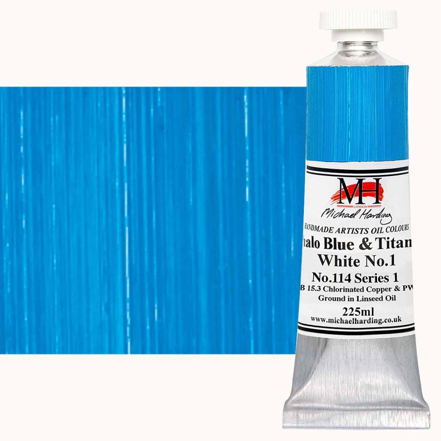 Michael Harding Oil Color - Phthalocyanine Blue and Titanium White, 225ml Tube