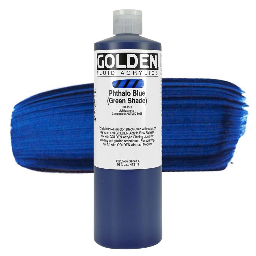 GOLDEN Fluid Acrylics Phthalo Blue (Green Shade) , 16oz