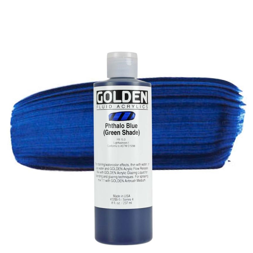 GOLDEN Fluid Acrylics Phthalo Blue (Green Shade), 8oz