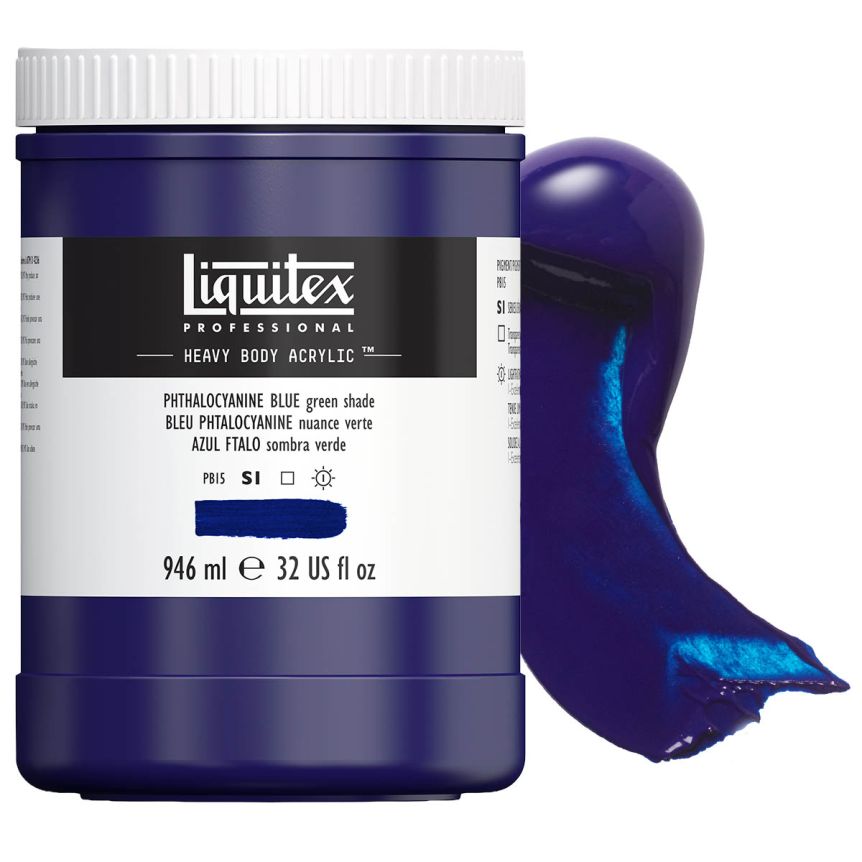 Liquitex Heavy Body Acrylic - Phthalocyanine Blue (Green Shade), 32oz Jar
