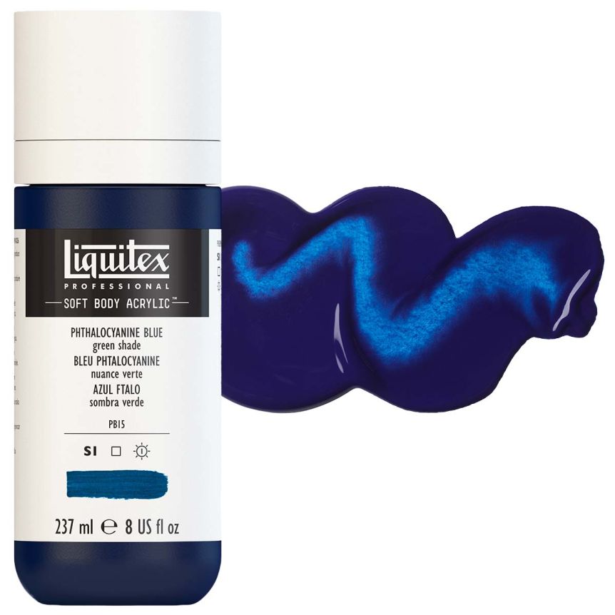 Liquitex Professional Soft Body Acrylic - Phthalocyanine Blue (Green Shade), 8oz Bottle