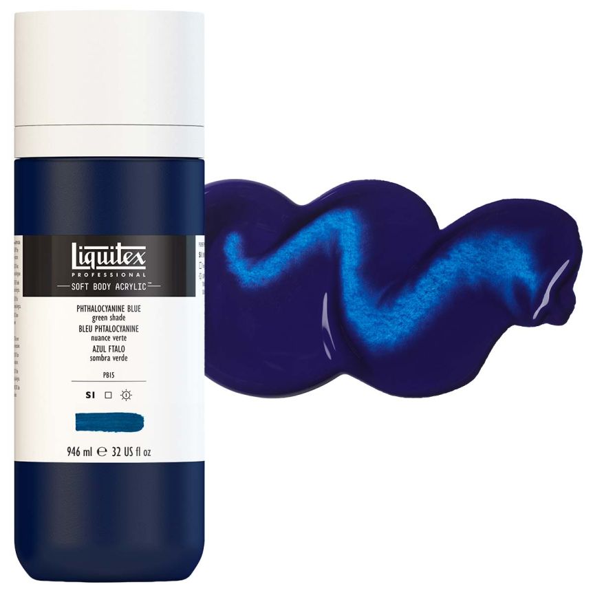 Liquitex Professional Soft Body Acrylic - Phthalocyanine Blue (Green Shade), 32oz Bottle